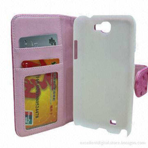 Hot Selling Wallet Leather Bulk Mobile Phone Cases for Samsung Galaxy Note 2 7100, Two Card Holders